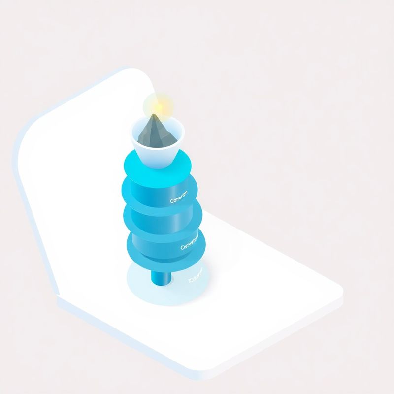 Izometryczna ilustracja lejka marketingowego w kolorach azurowych